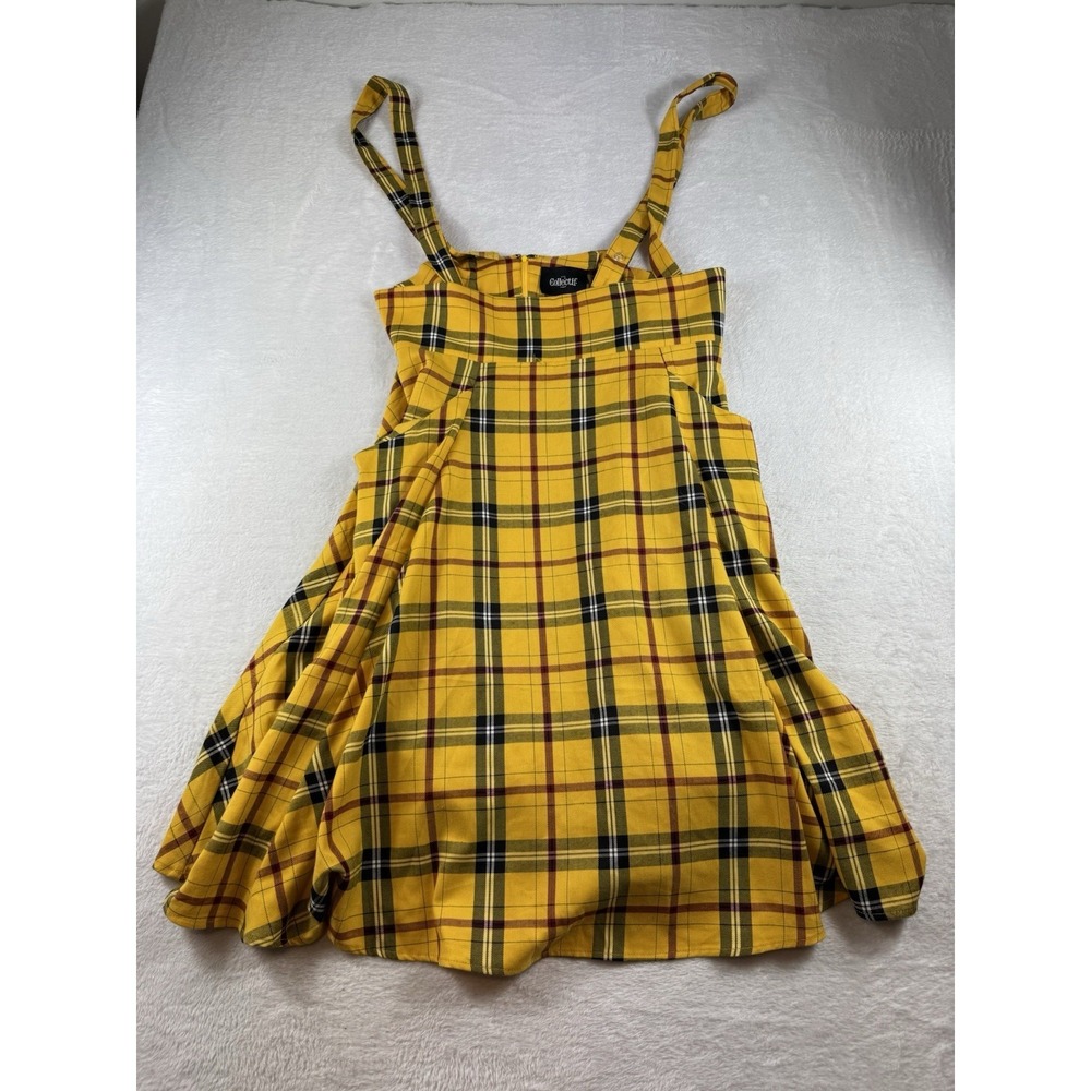 Collectif London 4XL Yellow Plaid Suspender Skirt Skater Mini Schoolgirl Punk